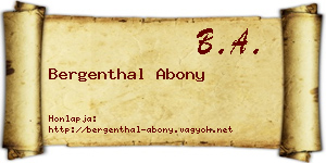 Bergenthal Abony névjegykártya